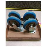 Heavy Duty Blue Rubber Swivel Casters Set