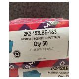 2 Smead Colored Fastener Folders Reinforced Tabs Blue 50/BX Ltr (12040)