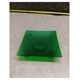 5" Square Green Glass Pillar Candle Holder