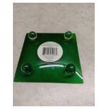 5" Square Green Glass Pillar Candle Holder