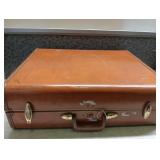 Classic Brown Hardside Suitcase with Brass Hardware