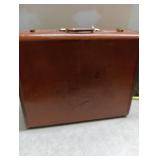 Classic Brown Hardside Suitcase with Brass Hardware