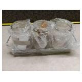 Clear Glass Mason Jars Set with caddy - brand new