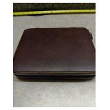 Classic Brown Leather Backgammon Travel Set