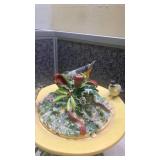 Lenox Decorative Water Fountain with Birds and Christmas Holly(turned on)