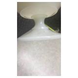 White Milk Glass Pedestal Compote with Lace Edge