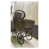 Traditional Woven Wicker Baby Carriage