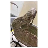 Traditional Woven Wicker Baby Carriage