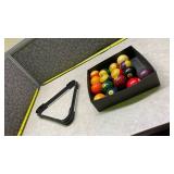 Complete Pool Ball Set with Triangle Rack
