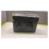 1800s Black Leather Document Portfolio with Buckle Closure