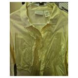 Liz Claiborne Light Yellow Lace-Trimmed Blouse XL