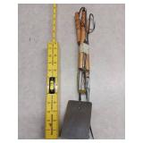 Traditional Bamboo Handle BBQ Tool Set with metal tongs and knife