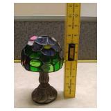 Stained Glass Table Lamp with Bronze Base