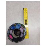 Stained Glass Table Lamp with Bronze Base