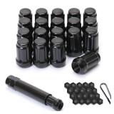 Acorn M12x1.5 Black Spline Lug Nuts - Set of 20, 1.38 Long, Fit for Honda Accord, CRV, Civic"