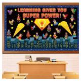 Super Themed Hero Bulletin Board Decorations - 63pcs Back to School Bulletin Board Sets for Classroom Super Themed Hero DÃ©cor Back to School Party Supplies - Retail: $14