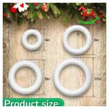 12 Pcs Foam Wreath Form 4 Sizes Foam Circles for Crafts Including 4in 6in 8in 10in White Foam Wreath Ring Round Foam Ring for Christmas DIY Arts Flower Projects Wedding Home Decoration.  SEE PHOTO FOR