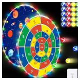 36 Inch Large LED Dart Board Double Sided Dartboard with 20 LED Sticky Balls Planet Giant Dartboard Shooting Toys Indoor Outdoor Sport Toys Dartboards Party Game Toy Birthday Gifts