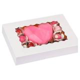 .Cookie Boxes, 14x10x2.5 Inch Auto-Popup Bakery Boxes with Window, for Donuts, Pies, Cakes, Muffins, and Pastries. TOP ONE IS DIRTY.