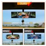 Rear View Mirror, Chrome Anti-glare Panoramic Rear Mirrors Universal 16 Inch Convex Interior Clip on Extra Big Wide Angle Rearview Mirror Extender to Reduce Blind Spot for Pickup Truck Van - Retail: $