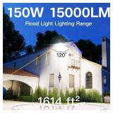 2 Pack LED Flood Lights Outdoor, 150W 15000LM Super Bright Floodlight Outside Work Light with 5.9FT Plug, IP65 Waterproof 6000K Outdoor LED Flood Light for Garage, Yard, Lawn, Garden - Retail: $60