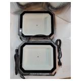 2 Pack LED Flood Lights Outdoor, 150W 15000LM Super Bright Floodlight Outside Work Light with 5.9FT Plug, IP65 Waterproof 6000K Outdoor LED Flood Light for Garage, Yard, Lawn, Garden - Retail: $60