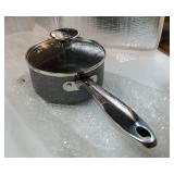 MICHELANGELO Sauce Pan with Lid, 1 Quart Saucepan with Lid Granite, Non Stick Sauce Pan with Stainless Steel Handle, 1 Qt Saucepan with Nonstick Coating, DENTED BUT LID FITS.  - Retail: $30