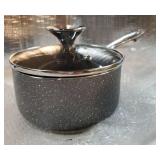 MICHELANGELO Sauce Pan with Lid, 1 Quart Saucepan with Lid Granite, Non Stick Sauce Pan with Stainless Steel Handle, 1 Qt Saucepan with Nonstick Coating, DENTED BUT LID FITS.  - Retail: $30
