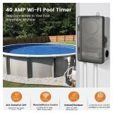 WiFi Pool Timer, Outdoor Indoor Smart Switch, 40 AMP, 2HP, 120, 240, 277 VAC, Heavy Duty Pool Controller Light Timer Box for Pool Pump, Water Heater, Spa, Powerful Electrical Appliances - Retail: $47