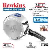 Hawkins 3 Liter Inner Lid Pressure Cooker, Stainless Steel Cooker, Wide Design Pan Cooker, Induction Cooker, Silver (HSS3W) - Retail: $59