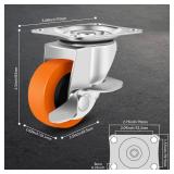 BOSGEOT Caster Wheels, 2.5 Inch Casters Set of 8, Heavy Duty Casters with Brake, Locking Castors with Polyurethane Wheel, Small Plate Swivel Caster Wheels for Furniture Carts, Workbench, Pack of 8 - R