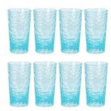 14oz Acrylic Drinking Glasses, 8 Pack Plastic Tumblers BPA-Free Tumblers, Reusable Plastic Cups, Stackable, Shatter-Proof, Dishwasher-Safe, Blue - Retail: $20