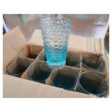 14oz Acrylic Drinking Glasses, 8 Pack Plastic Tumblers BPA-Free Tumblers, Reusable Plastic Cups, Stackable, Shatter-Proof, Dishwasher-Safe, Blue - Retail: $20