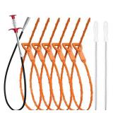 35.5inch Drain Clog Remover(1pcs), 25inch Drain Snake Hair Remover(6pcs) ï¼ Cleaning Brush(2pcs), Hair Catcher Drain Auger Cleaner Tool Set For Toilet, Kitchen Sink, Bathroom Tub, Sewer, 9 Pack - 
