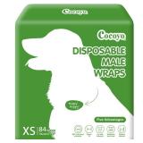 Disposable Male Dog Wraps, Extra Small Size, 84 Count, Super Absorbent, Breathable, Wetness Indicator Green - Retail: $27