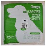 Disposable Male Dog Wraps, Extra Small Size, 84 Count, Super Absorbent, Breathable, Wetness Indicator Green - Retail: $27