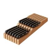 In-Drawer Knife Block Organizer - Bamboo Wood Drawer Knife Organizer-Protecting Knife Organizer Block (Not Included) (Natural, 13 Knives Dock) - Retail: $84