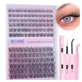 Wispy Lash Clusters Kit Natural Eyelash Clusters Extensions Kit 144pcs Individual Lashes DIY Lash Extension Kit with 10-16mm Lashes Clusters, Lash Bond and Seal,Lash Tweezers.  Some Lashes Missing. - 