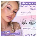 Wispy Lash Clusters Kit Natural Eyelash Clusters Extensions Kit 144pcs Individual Lashes DIY Lash Extension Kit with 10-16mm Lashes Clusters, Lash Bond and Seal,Lash Tweezers.  Some Lashes Missing. - 