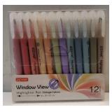 ZEYAR Clear View Highlighter Pen, See-Through Chisel Tip & Fine Tip, Dual Tips Marker, Water Based, No bleed, Quick Dry (12 Vintage Colors)
