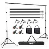 Photo Backdrop Stand, 10x9ft(WxH) Adjustable Photography Backdrop Stand, Aluminum Alloy Studio Photo Background Stand Support System for Party, Wedding, Photography, Advertising Display - Retail: $50