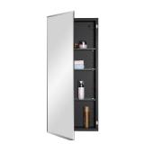 IDYLLOR Black Bathroom Medicine Cabinet with Beveled Edge Mirrored Door 16 x 36 inch, Recessed or Surface Mount, with Adjustable Glass Shelves - Retail: $139