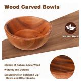 10 Pcs Acacia Wood Small Bowls 4 * 1.6 Inch 8 oz Hand Carved Round Wooden Salad Kitchen Mini Bowls Calabash Dip Tray Charcuterie Accessories for Serving Dipping Condiments Sauce Salsa Candy Nuts