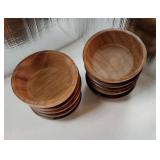 10 Pcs Acacia Wood Small Bowls 4 * 1.6 Inch 8 oz Hand Carved Round Wooden Salad Kitchen Mini Bowls Calabash Dip Tray Charcuterie Accessories for Serving Dipping Condiments Sauce Salsa Candy Nuts
