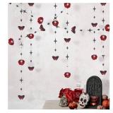 Gothic Halloween Decoration Red Rose Garland Butterfly and Goth Garland for Eyeball Vampire Parties Romantic Elegant Horror Theme Summerween Bride or Die Bridal Shower Backdrops and Decor.