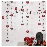 Gothic Decoration Red Rose Garland Butterfly and Goth Garland for Eyeball Halloween Vampire Parties Romantic Elegant Horror Theme Bride or Die Bridal Shower Backdrops and Decor