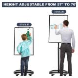 Mobile Whiteboard, 36 x 24 Magnetic Portable White Board on Wheels, Height Adjustable Standing Dry Erase Board with Stand, Easel Style Rolling Whiteboard for Classroom, Office, Teacher, Home - Retail: