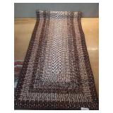 Washable Area Rug, Modern Printed Braided Look, Non-Slip, Stain Resistant Large Brown Carpet for Bedroom, Living Room, Dining Room 2 ft x8 ft