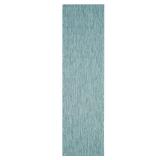 SAFAVIEH Courtyard Mitre Geometric Overdyed Indoor/Outdoor Runner  2 3  x 8   Aqua