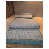 SAFAVIEH Courtyard Mitre Geometric Overdyed Indoor/Outdoor Runner  2 3  x 8   Aqua